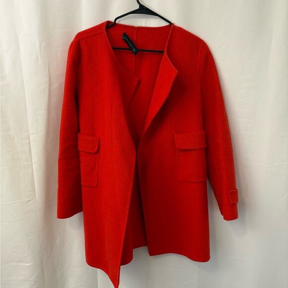 ZARA Woman Handmade Red Wool Blend Coat – Size M - Picture 2 of 11